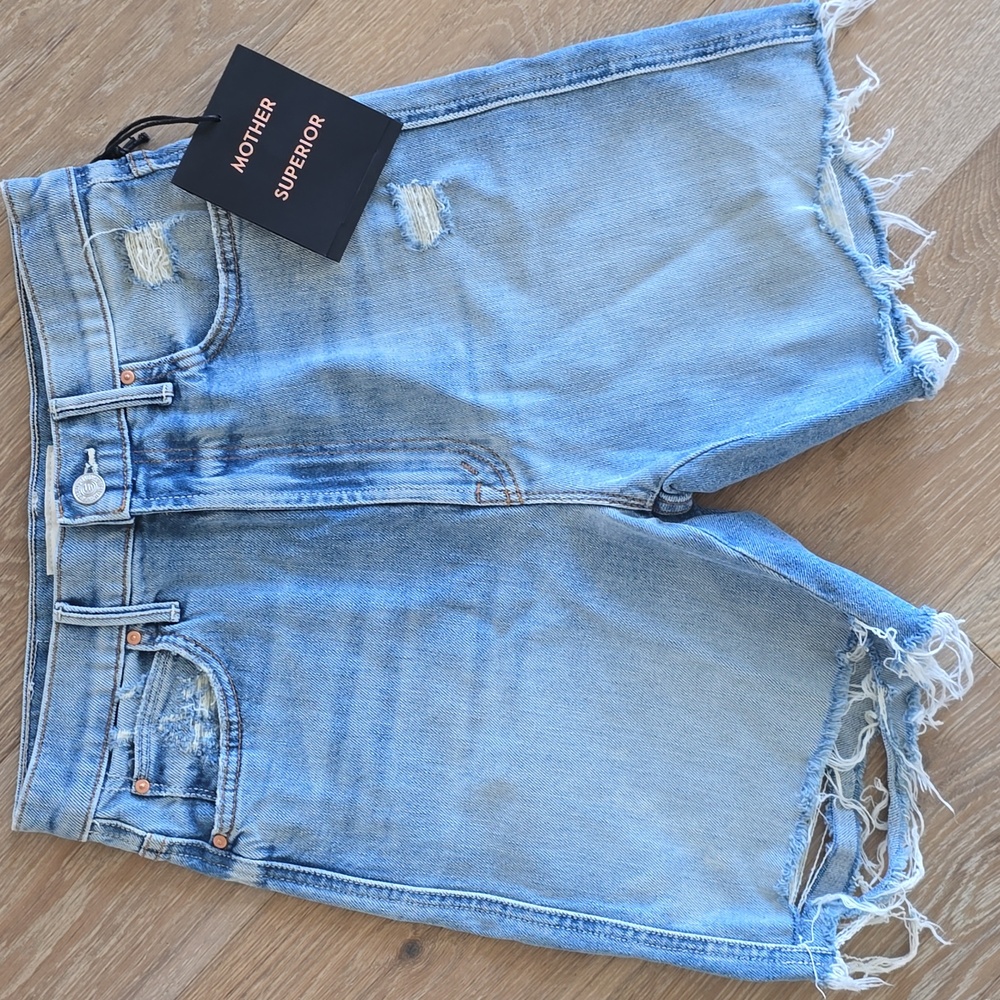 MOTHER Denim Fray Shorts Sz 27 NEW